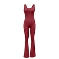 thumbnail image 4 of TMOYZQ Jumpsuits for Women Tummy Control One Piece Outfit Stretch Flare Leggings Romper Gym Yoga Rompers Bodysuit, 4 of 9