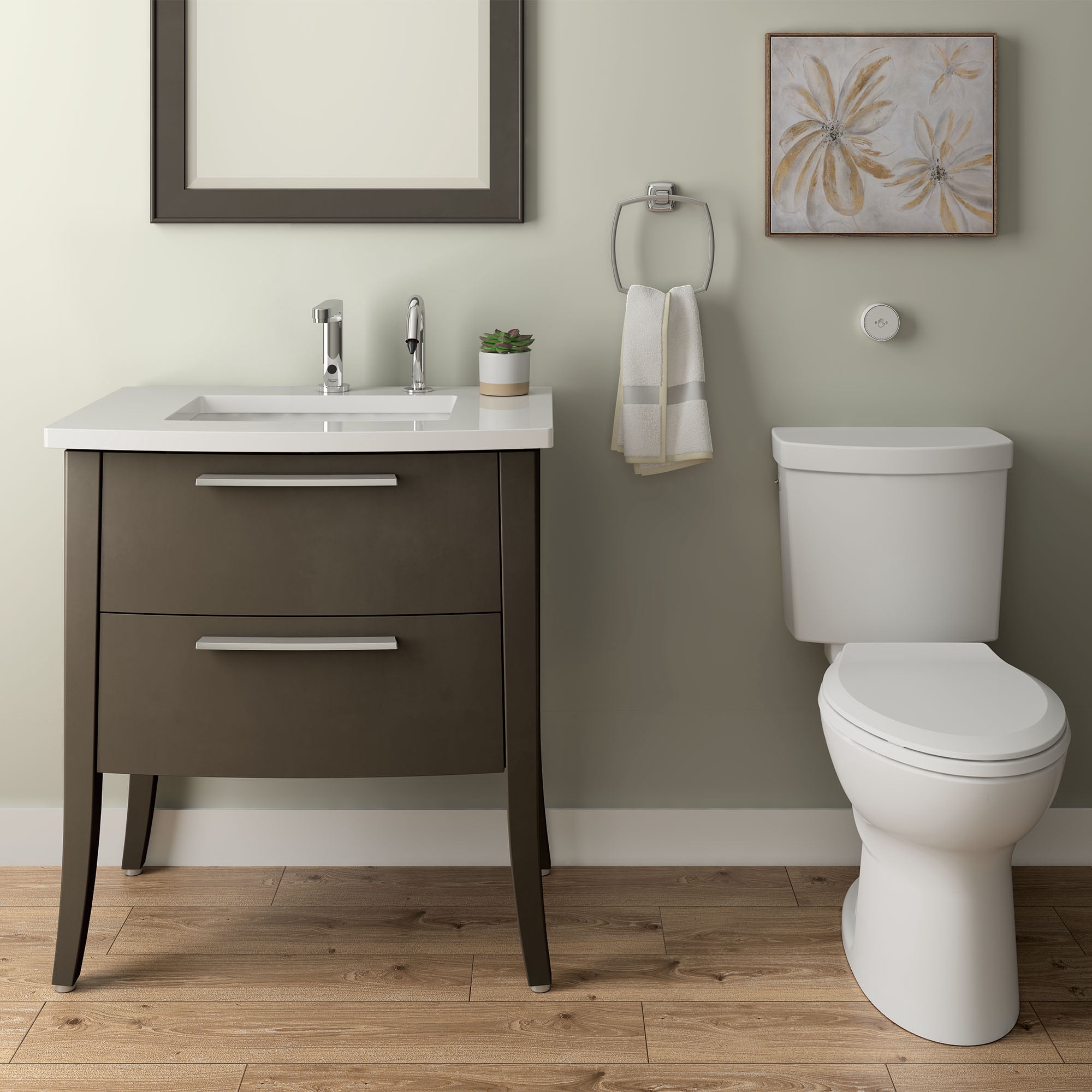 American Standard Metal Touchless Sensor-Operated Foam Soap Dispenser With Battery Powered