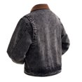 thumbnail image 4 of Rexolia Mens Vintage Washed Denim Jacket Corduroy Collar Long Sleeve Snap Button Jean Coat Retro Streetwear for Fall Winter Outdoor Black L, 4 of 7