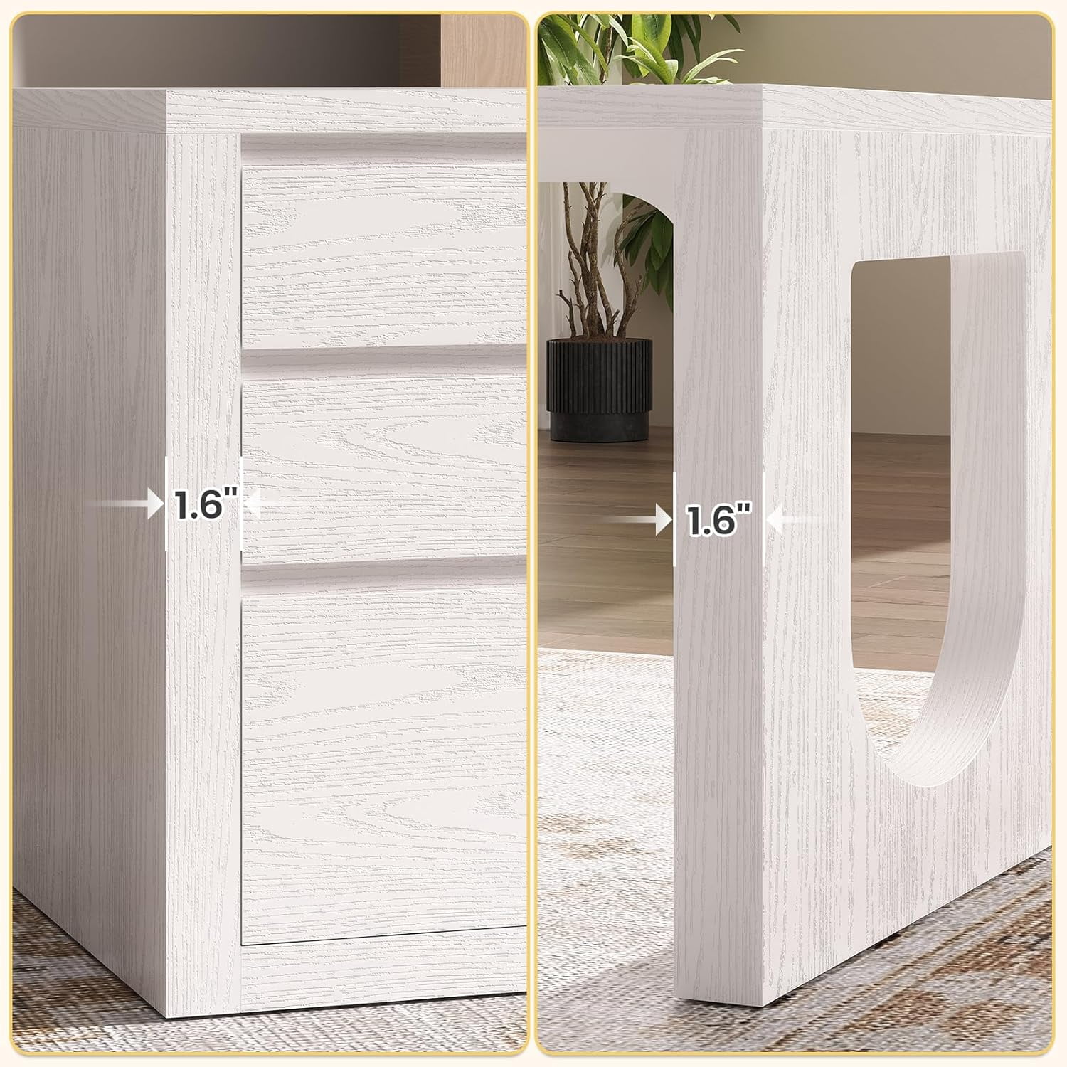 63" L Shaped Computer Desk with 3 Drawers, Modern Wood Corner Office Desk with U-Shaped Legs & Relief Texture, Executive Desk