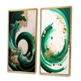 thumbnail image 3 of Designart "Emerald and Gold Wave Abstraction IV" Abstract Spirals Framed Wall Art Set Of 2 - Green Abstract Framed Wall Art Set Of 2, 3 of 7