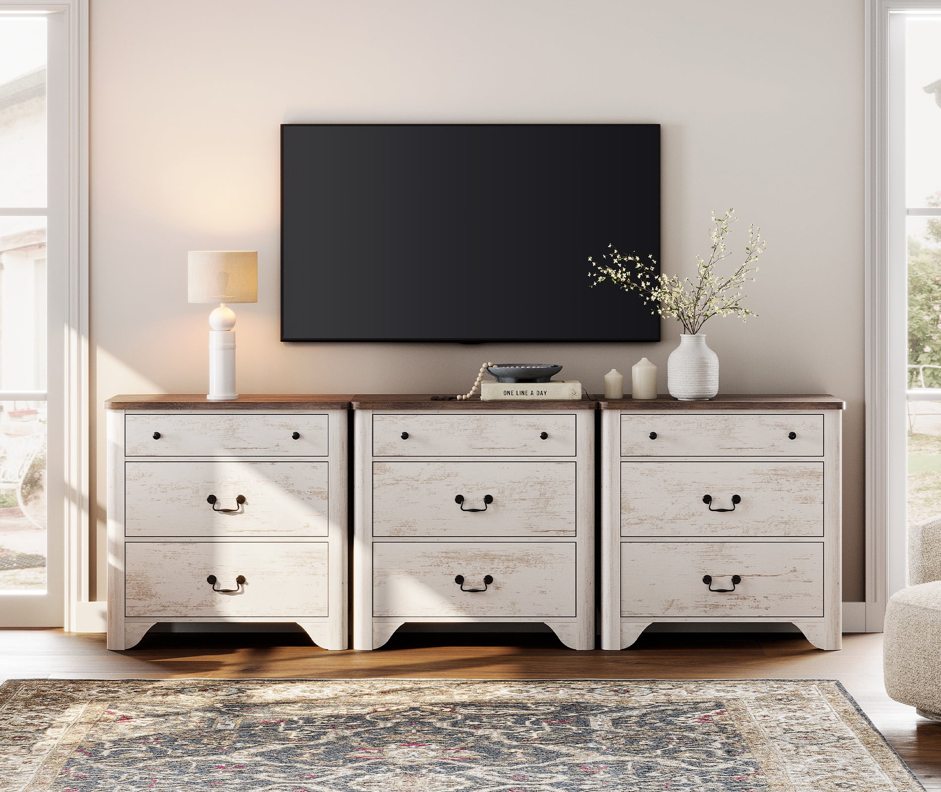 WAMPAT 3 Drawer Dresser Set of 3 for Bedroom,White Dresser Closet Dressers Chest of Drawers for Living Room, Entryway and Hallway