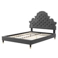 thumbnail image 3 of Tufted Platform Bed Frame, Full Size, Velvet, Dark Grey Gray, Modern Contemporary Urban Design, Bedroom Master Guest Suite, 3 of 10