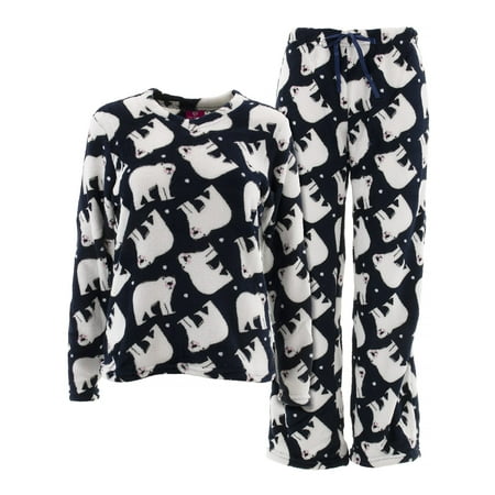 Chili Peppers Women's Polar Bear Navy Fleece Pajamas