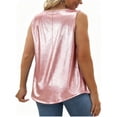 thumbnail image 4 of ClodeEU Womens Summer Sleeveless Tank Tops ,Loose Fit Square Neck Pleated Shirts Basic Casual Trendy Clothes Pink,Womens Plus XXXXXL, 4 of 5