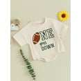thumbnail image 3 of Suealasg Newborn Baby Boys Girls Bubble Romper Short Sleeve Crew Neck Letters Print Bodysuit Infant Summer One Piece Playsuit, 3 of 9
