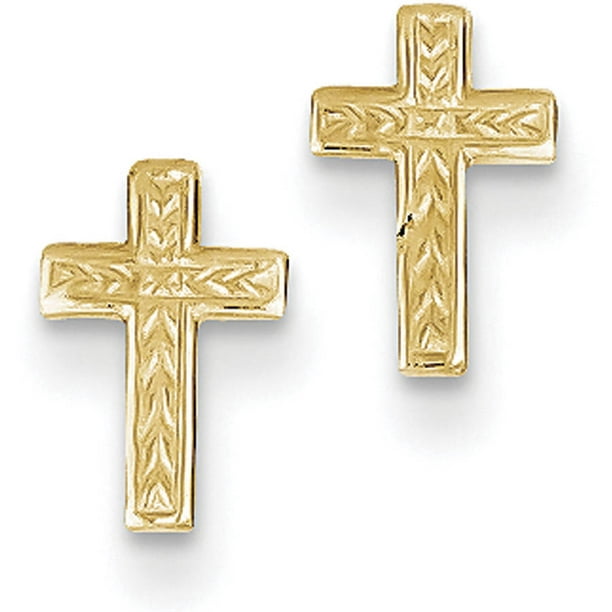 Bijou - 14kt Yellow Gold Polished Cross Post Earrings - Walmart.com ...