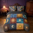 thumbnail image 3 of Homewish Sun Moon Patchwork Full Size Bedding Sets, Hippie Celestial Full Size Bed in a Bag, Black Reversible 7pcs, 3 of 7