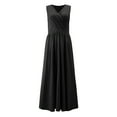 thumbnail image 4 of Gibobby Vestidos de fiesta largos Women Beach Sexy Vestidos V Cuello Fiesta de Verano Casual A Line Midi vestido formal largo elegante vestido de fiesta(Negro,CH), 4 of 5