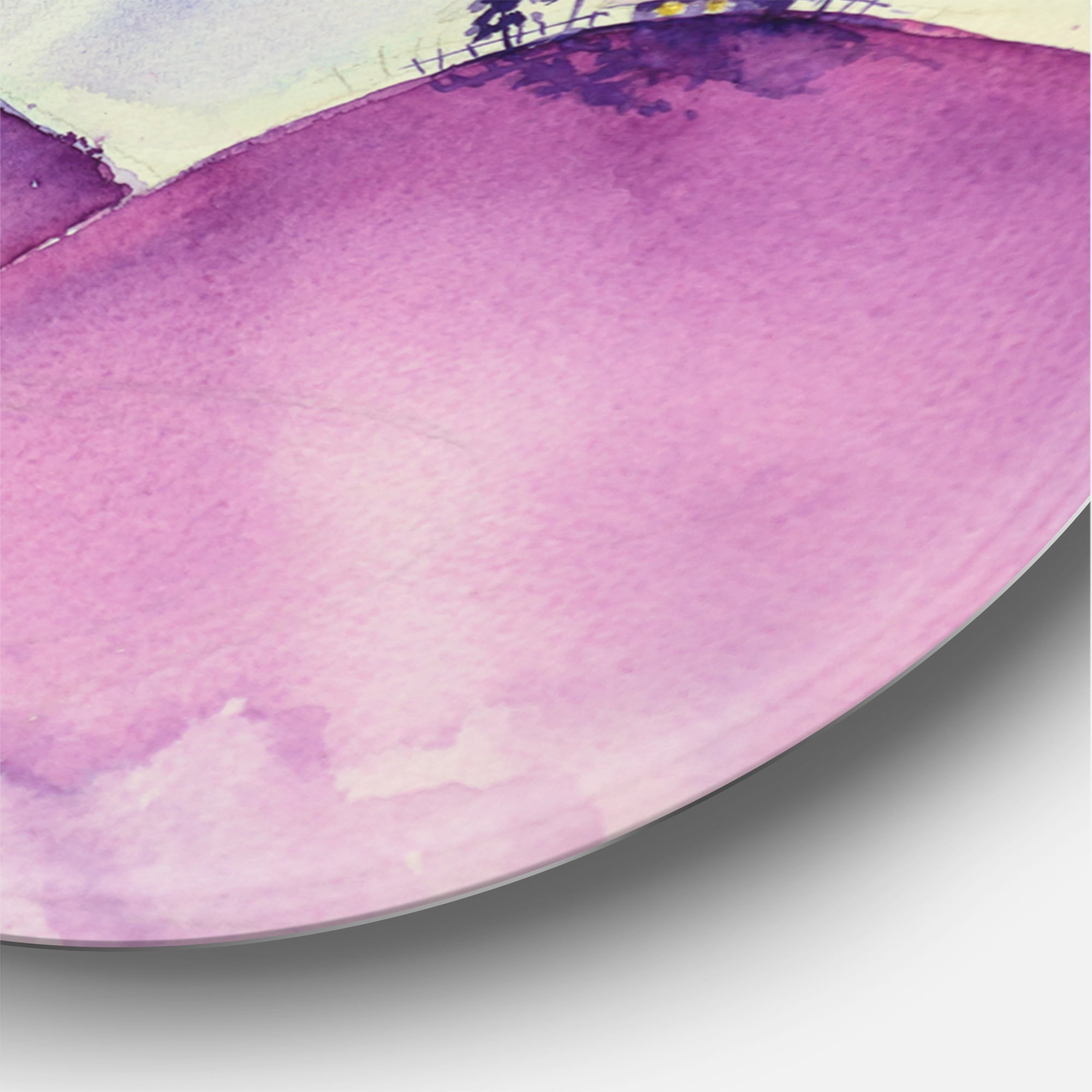 Designart 'Fairy Tale Kingdom Palace On Purple Mountain Top' Children's Art Circle Metal Wall Art 23x23 - Disc of 23