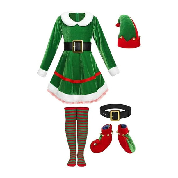 Disfraz de elfo navideño para cosplay, disfraz para niñas, elegante sombrero de elfo, atuendo para 100