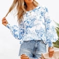 thumbnail image 4 of Top de manga larga informal con cuello redondo y estampado suelto para mujer de primavera y otoño Pompotops  FGAJ14714, 4 of 9