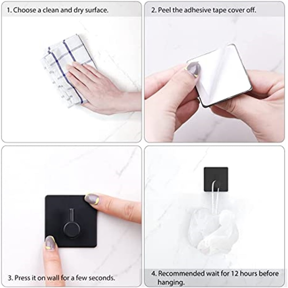Kepooman Heavy Duty Wall Hooks Self Adhesive Towel Hook Waterproof Hooks, Adhesive Hooks for Hanging for Keys Bathroom Shower Outdoor Kitchen Door Home Improvement Sticky Hooks 4 Pack, Black Kepooman Heavy Duty Wall Hooks Self Adhesive Towel Hook Waterproof Hooks, Adhesive Hooks for Hanging for Keys Bathroom Shower Outdoor Kitchen Door Home Improvement Sticky Hooks 4 Pack, Black