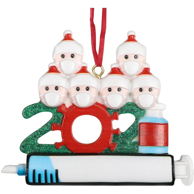 Adorno de Navidad único 2021, decoración de Navidad familiar personalizada, decoración de mesa de Navidad, adornos colgantes de árbol de Navidad, para amigos de la familia niños (seis cabezas convencionales) Zhivalor ZYY-0671