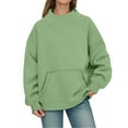 thumbnail image 3 of Fiaer Womens Crew Neck Sweatshirts Long Sleeve Pullover Oversized Loose Fit Comfort Solid Basic Tops with Pocket Green XXXL, 3 of 6
