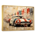 thumbnail image 2 of Designart "Vintage 1950s Race Car Tracks in Red I" Architecture Framed Wall Art - Modern Red Race Tracks Entryway Framed Wall Art Print, 2 of 6