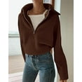 thumbnail image 2 of FreshPretty Women’s Casual Long Sleeve Half Zip Pullover Sweaters Solid V Neck Collar Ribbed Knitted Loose Slouchy Jumper Tops, 2 of 7