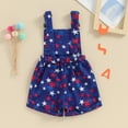 thumbnail image 3 of 4th of July Toddler Baby Girl Boy One Piece Outfit American Flag Overalls Romper Sleeveless Suspender Shorts Jumpsuit with Pocket, 3 of 7