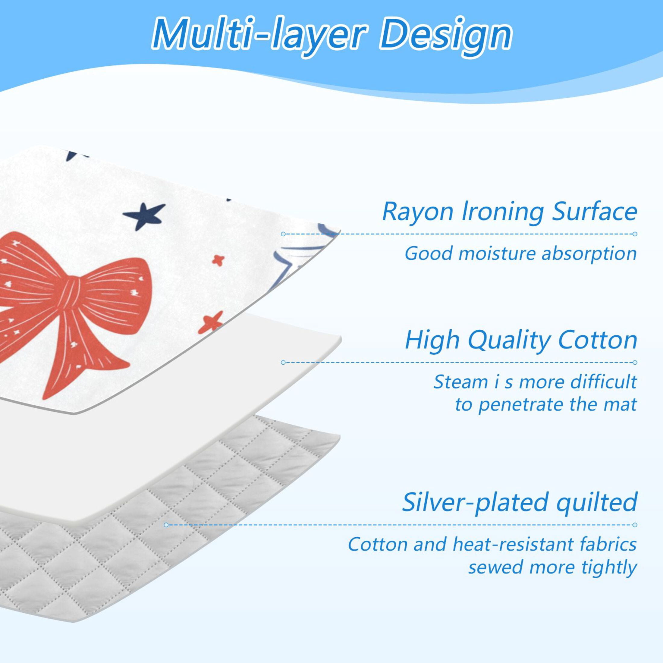Cute Bowknots Stars Ironing Mat Blanket Portable Travel Ironing Pad Heat Resistant Pad 47.2" x 27.6”