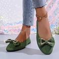 thumbnail image 5 of Ladies 2026 Summer Flat Shoes Solid Color Vintage Bow Low Cut Soft Sole Slip On Lightweight Cushioned Orthopedic Arch Support Wide Toe Box Comfort Walking Daily Footwear Green 39, 5 of 9