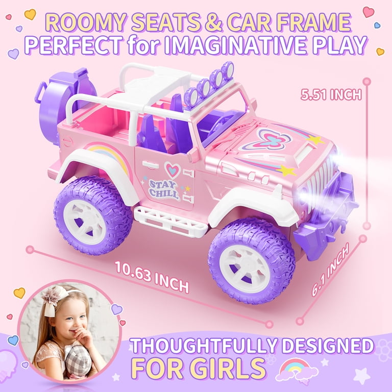 Deerc Pink RC Car with Fog Mist & LED Lights, 1:16 photo 7