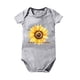 thumbnail image 1 of Gibobby Pañalero de algodón Ropa de rastreo de manga corta con estampado de girasol de dibujos animados para niños y niñas de 0 a 24 meses(Gris, 12-18 Meses), 1 of 3