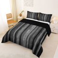 thumbnail image 2 of Manfei Pixel Vertical Streak Queen Comforter Set, Black White Block Comforter Sets Queen, Black White, Black Reversible 3-Piece, 1 Comforter and 2 Pillowcases, 2 of 6