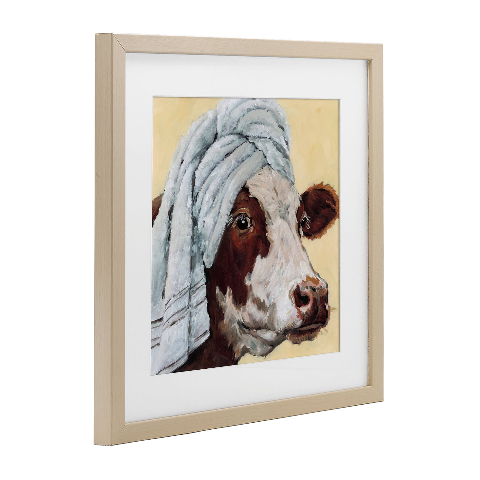 Stupell Industries Cow Spa with Towel Birch Framed Print Under Glass, design by Studio Bautista