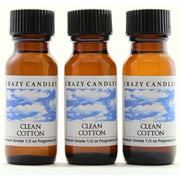 crazy candles clean cotton 3 bottles 1/2 fl oz each (15ml) premium grade scented fragrance oil