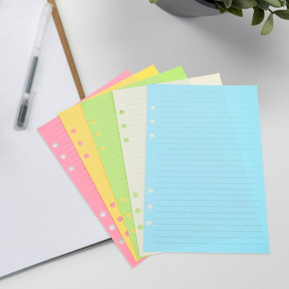 HEMOTON Notebook Paper Refill with Six Holes for Loose Leaf Binder A5 Size Assorted Color 50 Sheets