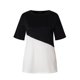 thumbnail image 3 of Camiseta de mujer Color Block Manga corta Top Blusa de cuello redondo, Negro, L Noticed AP002555-33, 3 of 7