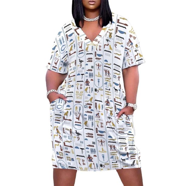 Vestido holgado con bolsillos para mujer ropa de verano para niña novedad de Faraón jeroglífos Religión Antigua de Egipto