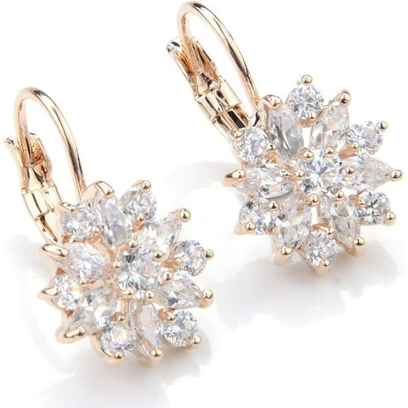 XINQIHANG ANDI ROSE Women Girls Bridal Swarovski Crystal Drops Hoop Hook Dangle Earrings, Crystal