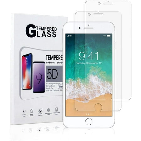 KIQ iPhone 7 Screen Protector, Tempered Glass Self-Adhere Bubble-Free Scratch-Resistant for Apple iPhone 7 [2 Pack]
