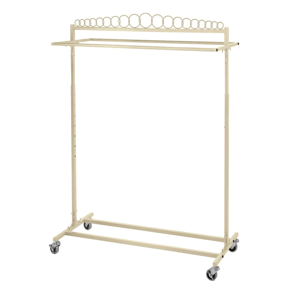 Boutique Ivory DoubleRail Rolling Clothes Rack