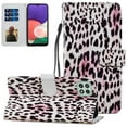 thumbnail image 1 of Compatible with Galaxy A22 5G Case 6.6 inch, Allytech Premium PU Leather Hand Strap Card Slots Soft TPU Shockproof Fold Stand Magnetic Snap Case for Samsung Galaxy A22 5G(NOT for 4G), Leopard, 1 of 2