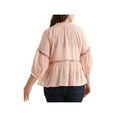 thumbnail image 2 of LUCKY BRAND Womens Orange Embroidered 3/4 Blouson Sleeves Printed Split Peasant Top Plus 1X, 2 of 2
