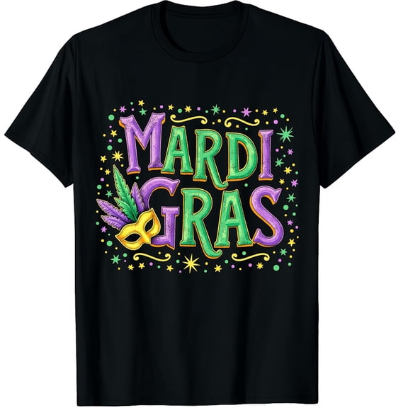 Mardi Gras Mardi Gras Beads Graphic Black T-Shirt for Men and Women