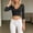 Black, variant on Women's Arm Shaper 3/4 Sleeve Lace Trim Arm Firm Shapewear V Neck Body Shaper Front Closure Push Up Compression Shaper