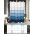 thumbnail image 6 of No Hook Blue Ombre Shower Curtain with Snap in Liner Set, Farmhouse Vintage Wooden Striped Waterproof Fabric Bathroom Curtains with See Through Top Window, Hotel Style Small 36 x 72 Inch, 6 of 7