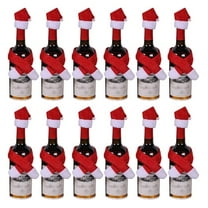 AmaMary Mini Christmas Hat Christmas Scarf, Wine Bottle Silverware Holder Christmas Beanie Set Home Christmas Decoration (24PCS)