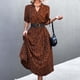 thumbnail image 4 of Vestido maxi largo floral con estampado de línea A de media manga suelta con cuello en V bohemio a la moda para mujer Fridja  qw1310, 4 of 8