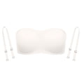 thumbnail image 5 of Womens Strapless Jelly Bras Push Up Padded Bandeau Wireless Half Bra(White,XL), 5 of 7