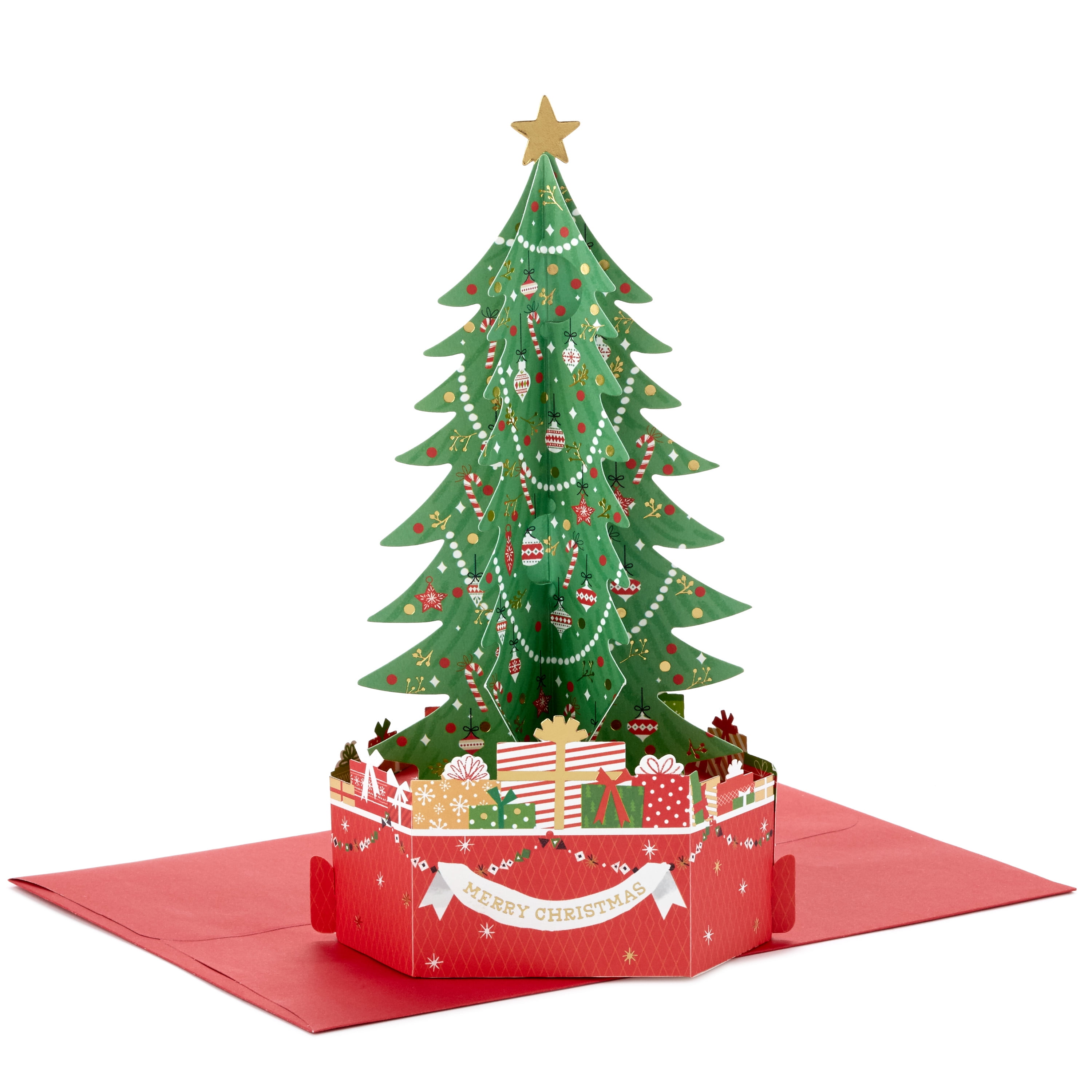 Hallmark Paper Wonder Pop Up Christmas Card Caroling Critters with Pop Up Tree 