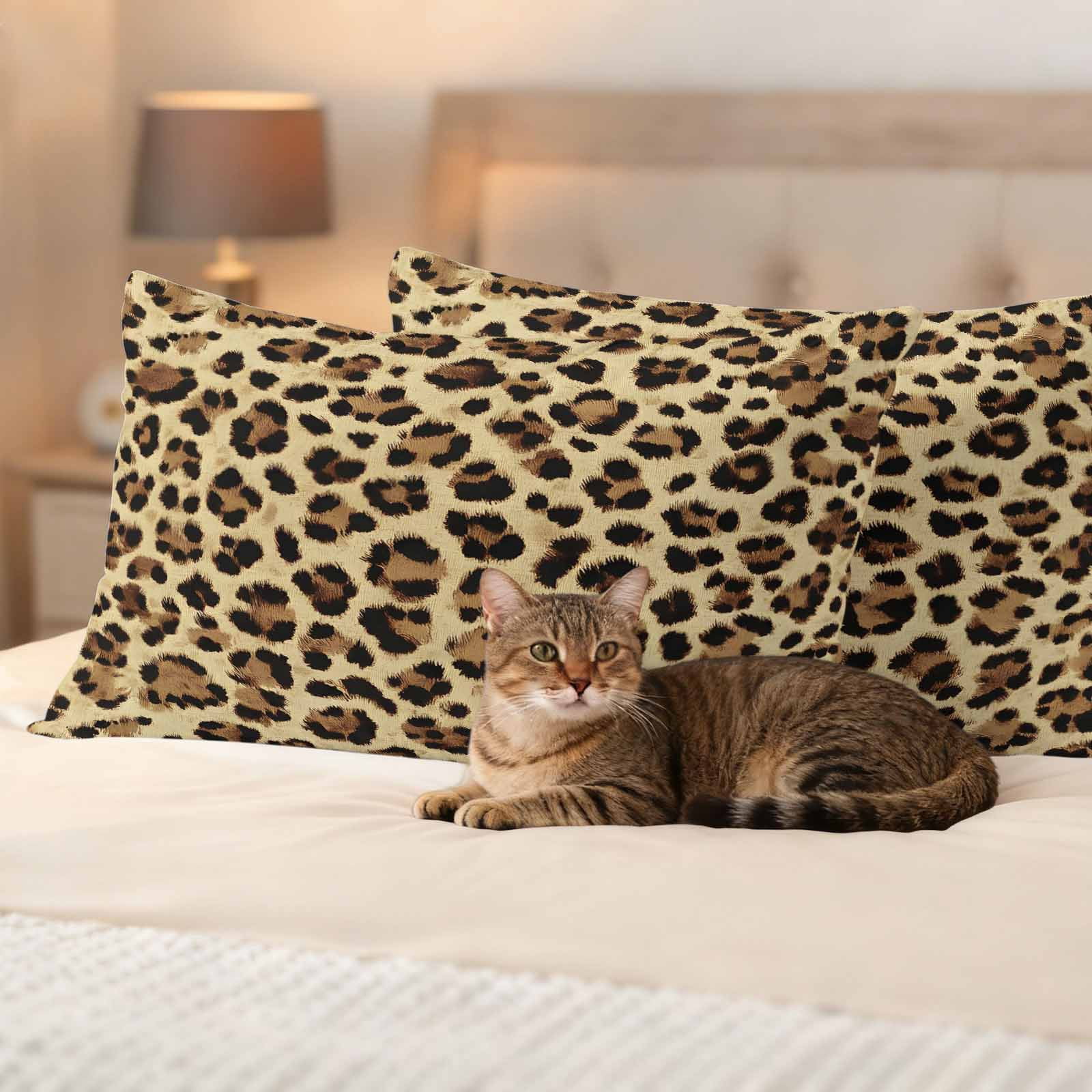 Leopard Outdoor Waterproof Pillow Covers, Farmhouse Brown Animals Art Modern Decorative Rectangle Throw Pillowcase Sofa Cushion Sham for Patio/Couch/Chair, 20"x12" 2 Pack