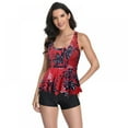 thumbnail image 2 of OUSITAID Ladies Print Ruffle Swimsuit Boxer Conservative Shorts Two-piece Bikini Swimsuit, 2 of 5