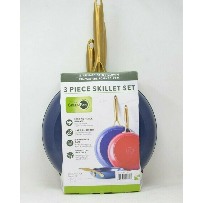 GreenPan 3 Piece Skillet Pan Set, Jewel Colors, Nonstick