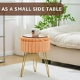 thumbnail image 5 of Vanity Stool with Storage, Faux Fur Ottoman Chair with Metal Legs, Round Makeup Vanity Chair for Bedroom or Dressing Table, Modern Small Ottoman Seat (Orange), 5 of 13