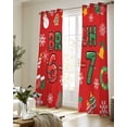 thumbnail image 5 of Red Christmas Sheer Curtains 84 Inch Length 2 Panels Set for Living Room/Bedroom, Xmas Trees Snowmans Snowflakes Gifts Cartoon Kitchen Curtains Grommet Semi-Sheer Curtains Window Treatments 52"x84"x2, 5 of 7