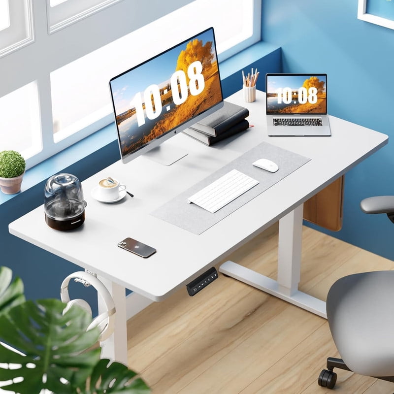 Kelno 48 Inch Electric Standing Desk Adjustable Height Ergonomic Sit Stand Computer Desk with Memory Preset,White